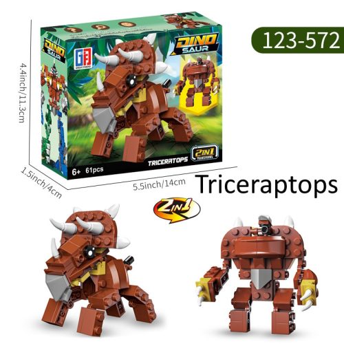 Dínós építőkockák 2 az 1-ben akár 4 az 1-ben Morphing dinós széria - 60pcs