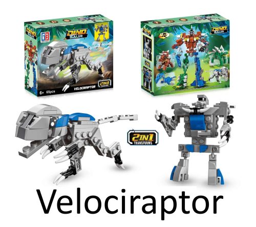 Dínós építőkockák 2 az 1-ben akár 4 az 1-ben Morphing dinós széria - 60pcs