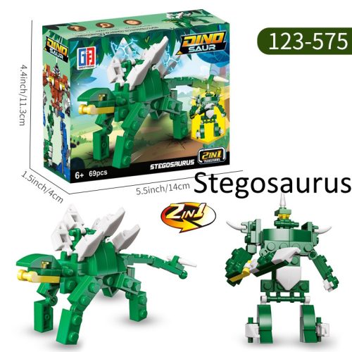 Dínós építőkockák 2 az 1-ben akár 4 az 1-ben Morphing dinós széria - 60pcs