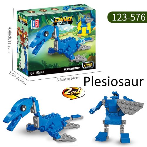 Dínós építőkockák 2 az 1-ben akár 4 az 1-ben Morphing dinós széria - 60pcs