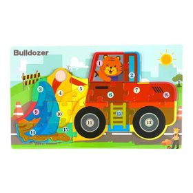 Fa puzzle bulldózer - számozott kirakó játék 30×18 cm