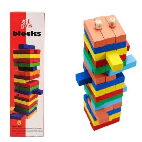 Színes fa Jenga torony játék dobókockával