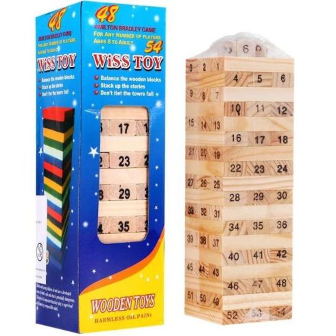 Mini számos fa jenga ügyességi játék