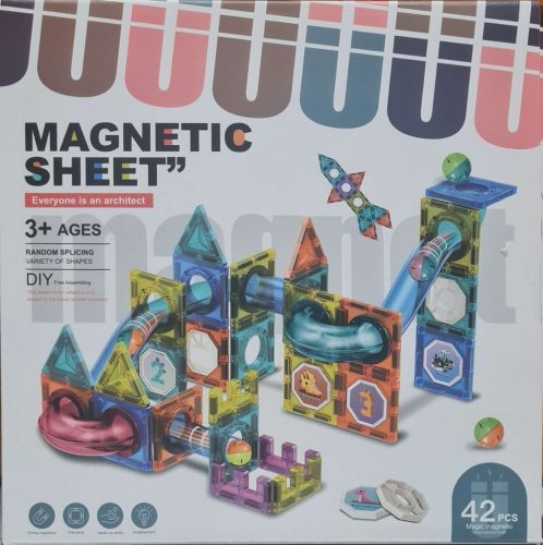 Mágneses építőkészlet golyópályával 42db