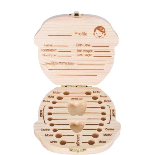 Fiús fogtartó doboz – angol nyelvű emlékőrző tejfogtartó