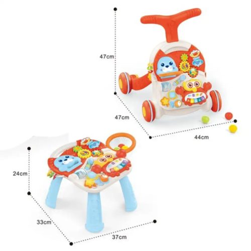 Bébi járássegítő és zenélő tanulóasztal – 2 az 1-ben baba fejlesztő játék