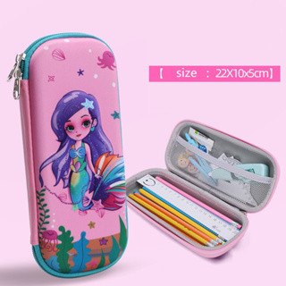 2 cipzáros 3D dombornyomott lányos tolltartó - Sellős mintával