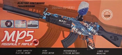 Gélgolyós automata MP5 játék fegyver akkumulátoros gel blaster füst és fény effekttel