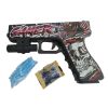 Glock gélgolyós pisztoly halálfejes gamer felirattal 15cm