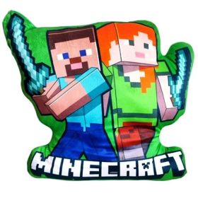 Minecraft Steve & Alex formapárna – 3D díszpárna 40 cm 