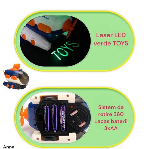 Kék tengeralattjáró zenével és fényekkel