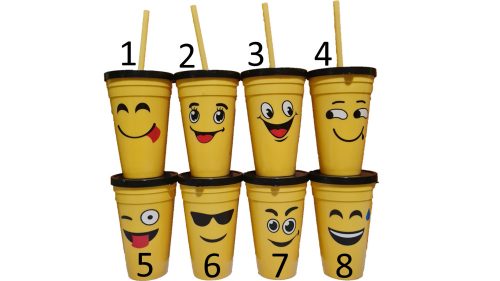Emoji pohár szívószállal